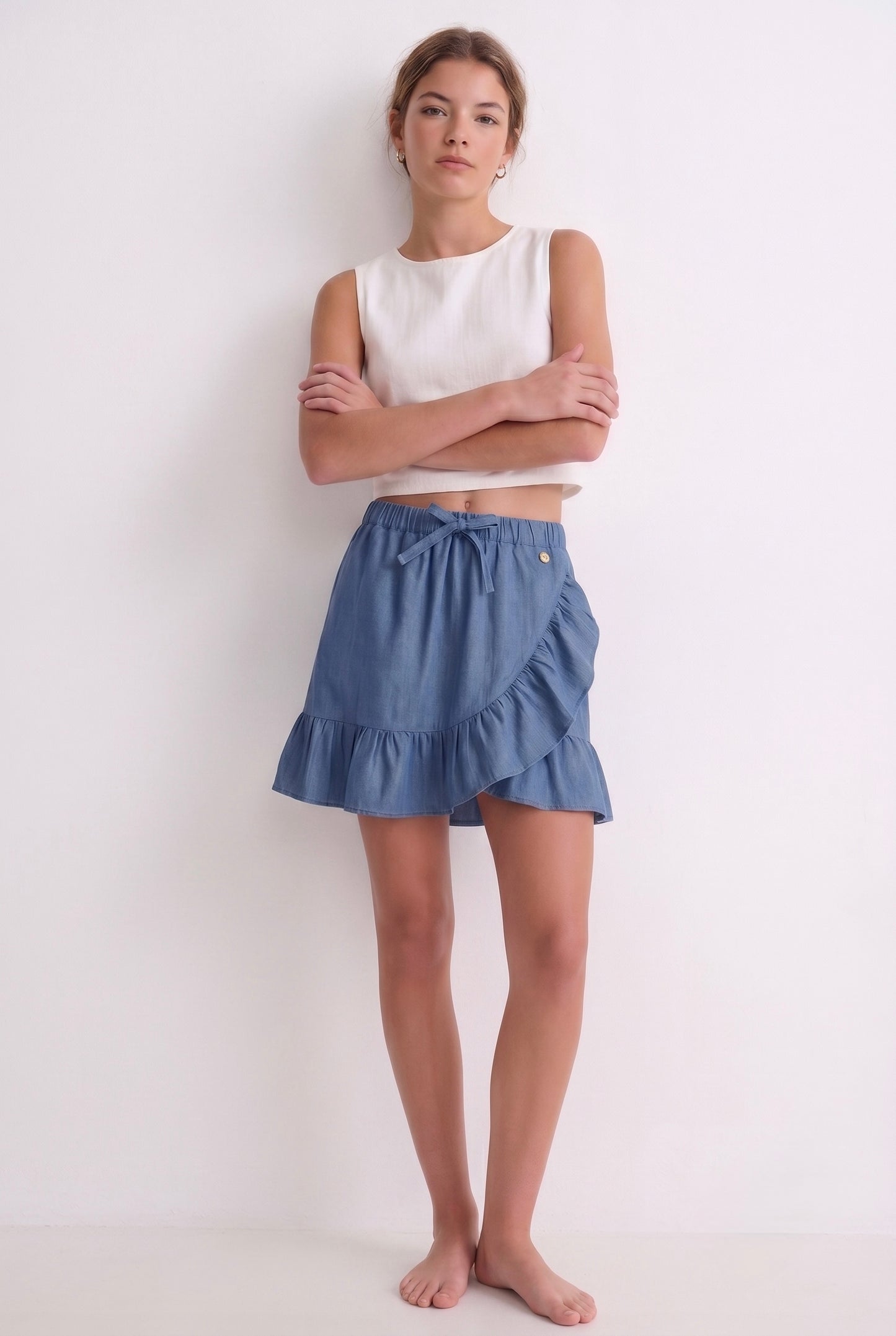 
                  
                    Falda Denim Volante para Bomba de Insulina Chica
                  
                