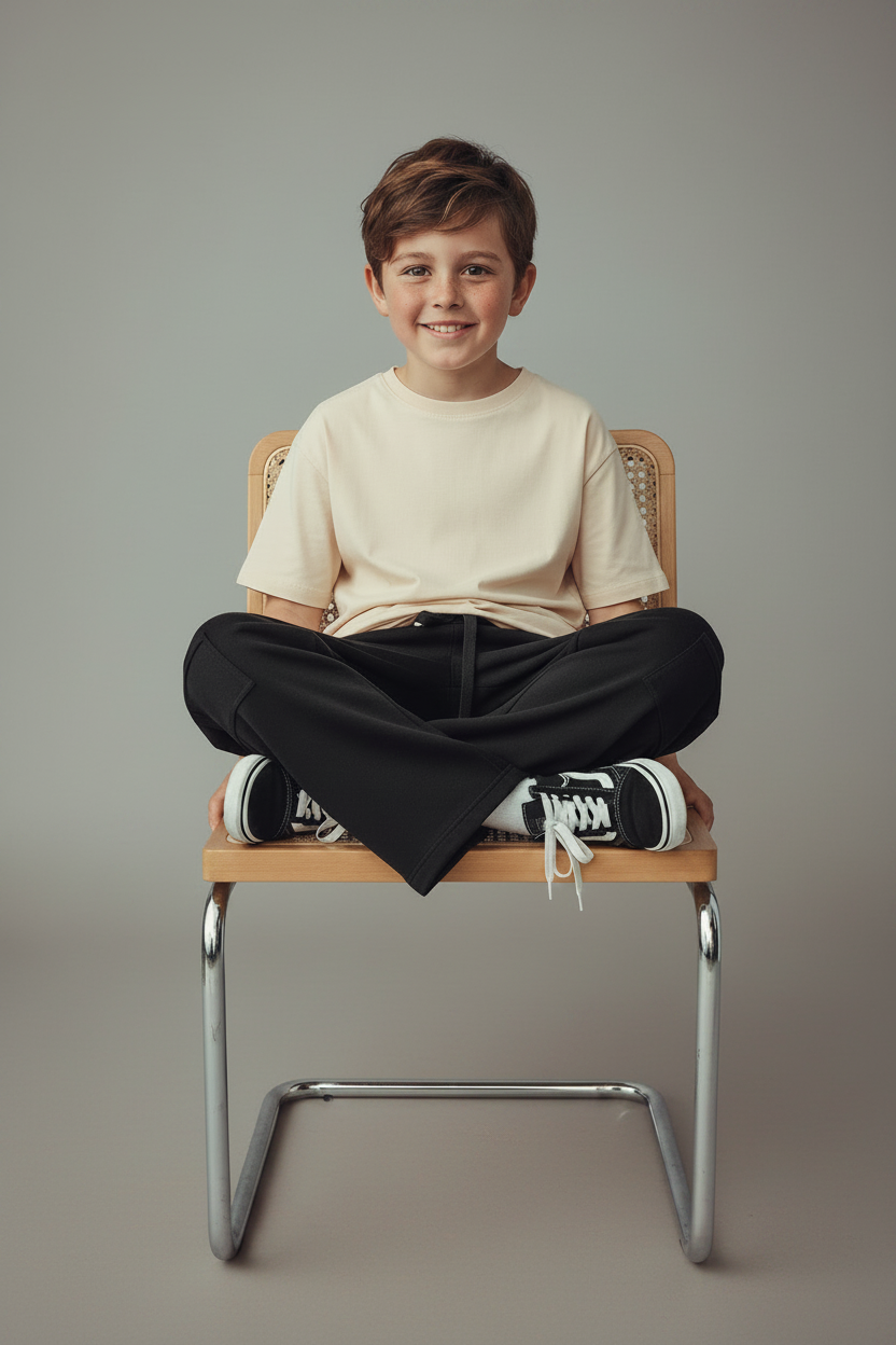 
                  
                    Pantalón cargo negro para bomba de insulina - editorial moda niño
                  
                