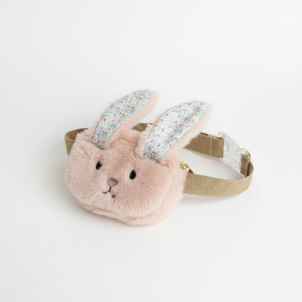 
                  
                    Riñonera peluche conejito pequeño para bomba de insulina - vista lateral
                  
                
